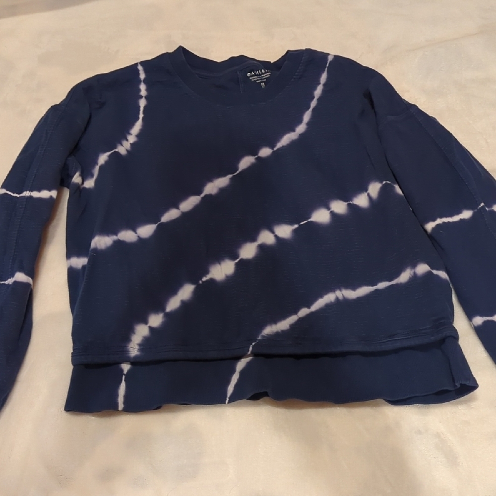 Athleta Blue and White Crew Neck Sweater